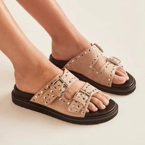 Pebble Suede Slip on Sandals